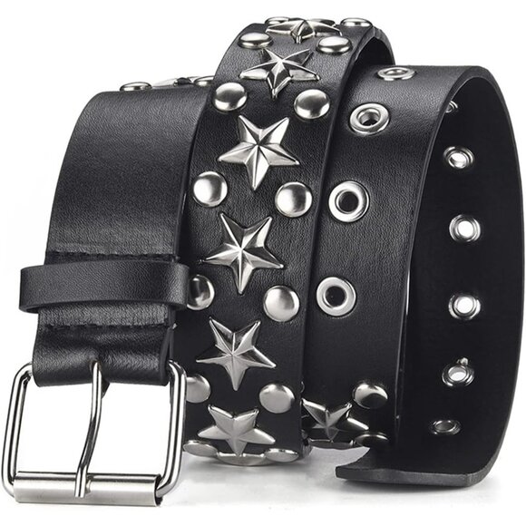 🆕 Women Black Studded Waist Belt Stud Punk Rock Cosplay Halloween Metal Buckle - Picture 1 of 6